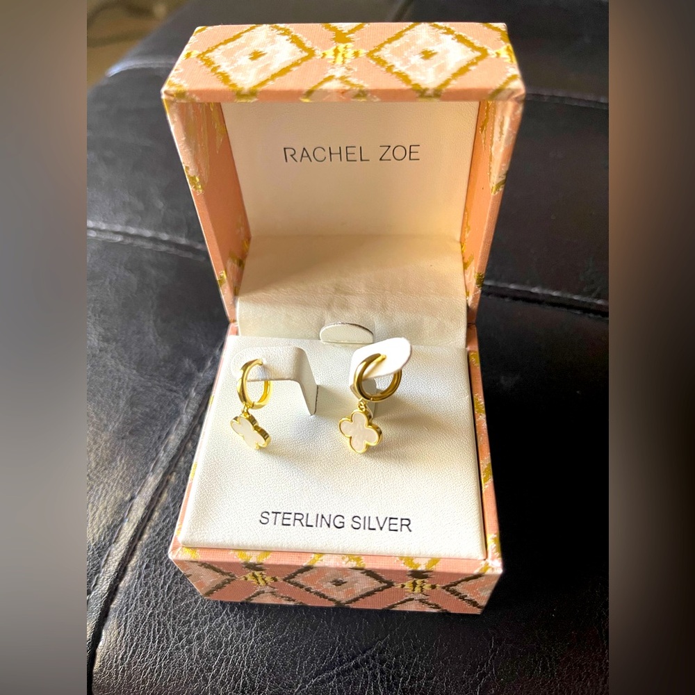 NWOT Rachel Zoe Gold Plated over Sterling Silver Clover Earrings